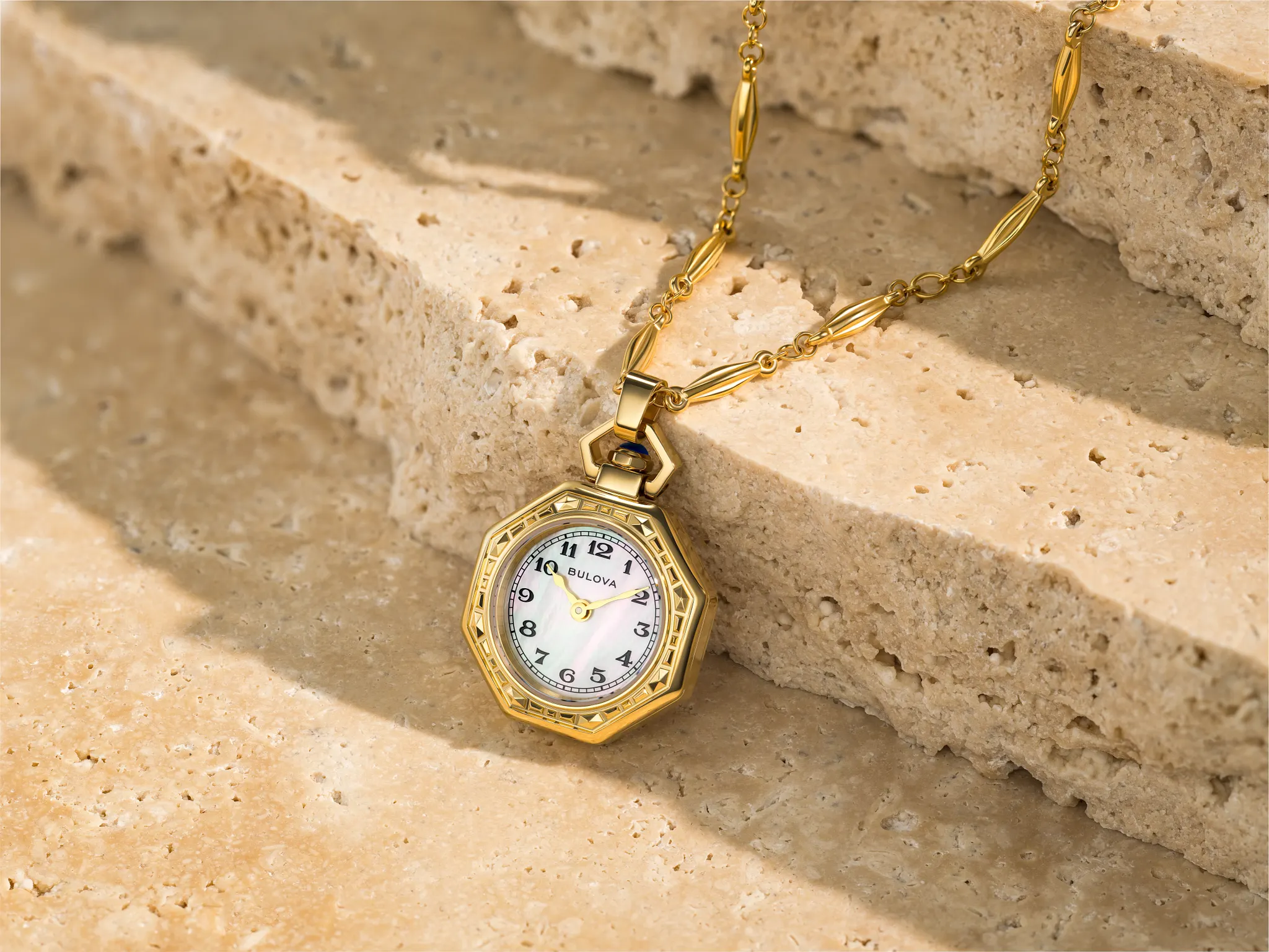 White Dial Stainless Steel Chain Rubaiyat Pendant Necklace 97L182